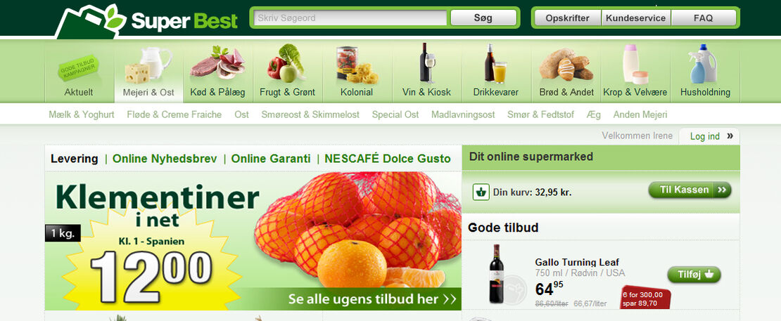 SuperBest åbnede som de første i Danmark en onlinebutik med dagligvarer